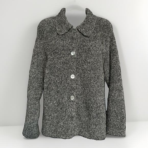 Talbots Jackets & Blazers - Talbots Italian Wool Blend Bouclé Button-Front Jacket Size Medium Vintage Gray